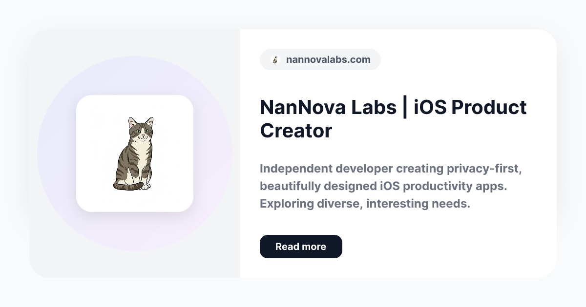 NanNova Labs | iOS Product Creator & Independent App Developer